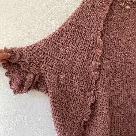 Anthropologie Moth Rocia Mauve Crochet Knit Open Cardigan Cottagecore Wool Small - Picture 6 of 11